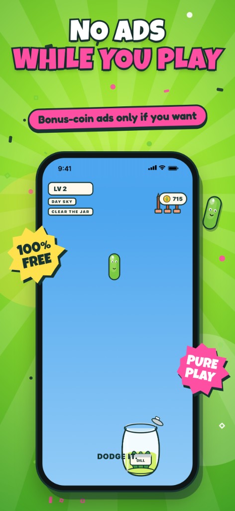 No ads while you play — bonus coin ads only if you want